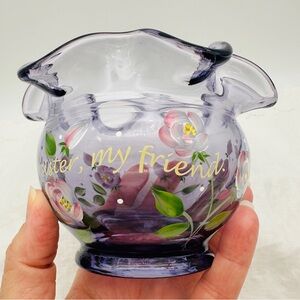 Fenton Glass “My Sister, My Friend” Violet Purple Hand Painted Rose Bowl Vase
